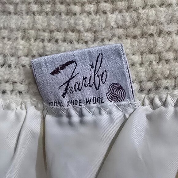 Faribault Woolen Mill Faribo USA Pure Wool Textured Blanket Satin 2 Ends 60x80 - Picture 2 of 3